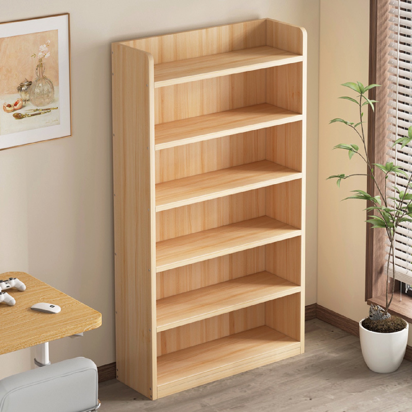 书架落地置物架一体靠墙自由组合实木儿童学生阅读家用书柜收纳柜