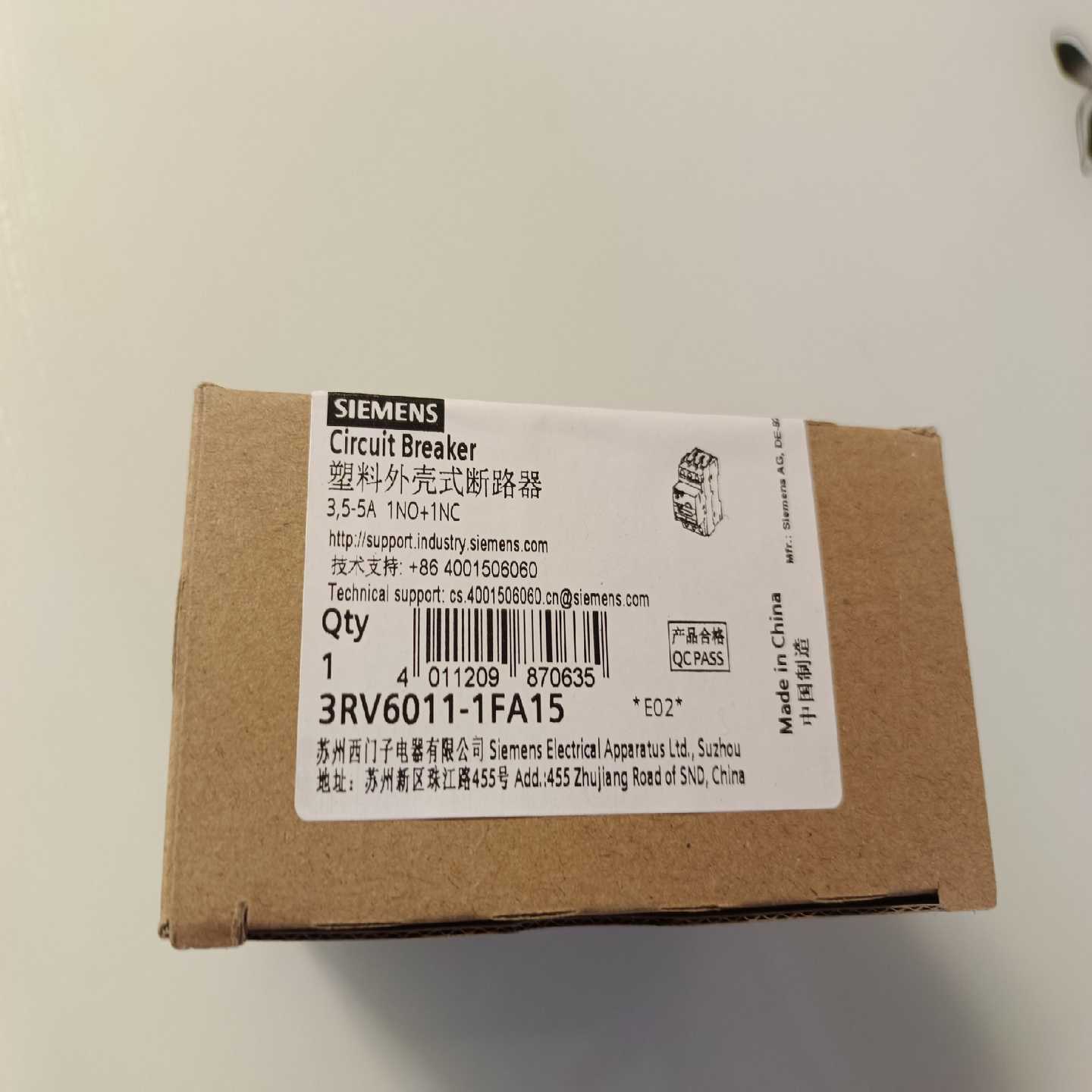【议价】3RV6011-1FA15断路器5AA脱扣器