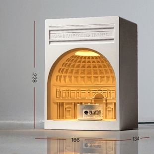 融蜡灯水泥香薰灯万神殿香炉石膏熔烛节日礼物小夜灯融烛台灯