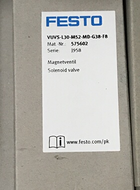 配件费斯托电磁阀VUVSL30M52MDG38F8575602议价