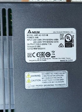 询-台达ASDA21021M1kw伺服驱动器接近95新