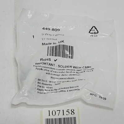 议价Cinch 449809 Fd SubD Steckverbinder E Buchse 9Polig  Neu