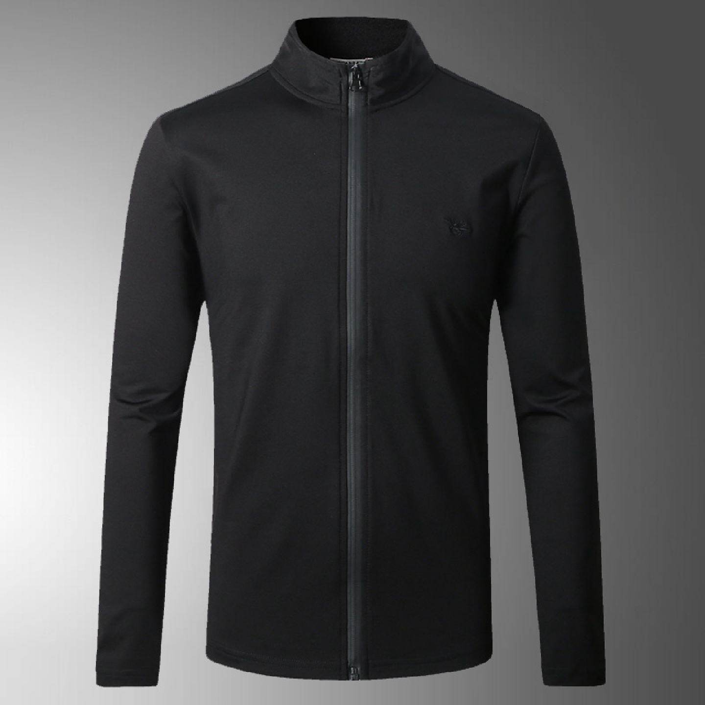 秋冬丝光棉长袖恤半高领拉链开衫男修身打底衫外套骑行服恤衫潮男