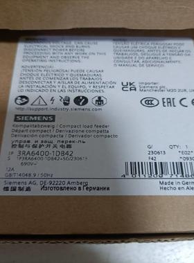 3RA6400-1DB42西门子控制与保护开关电器全新原装正品现货