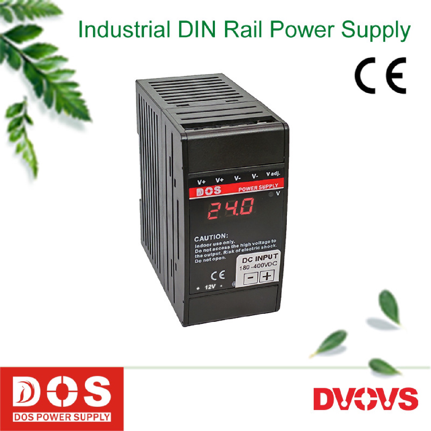 直流220V输入100W导轨式开关电源两路输出DC12V2A和24V3A电压数显