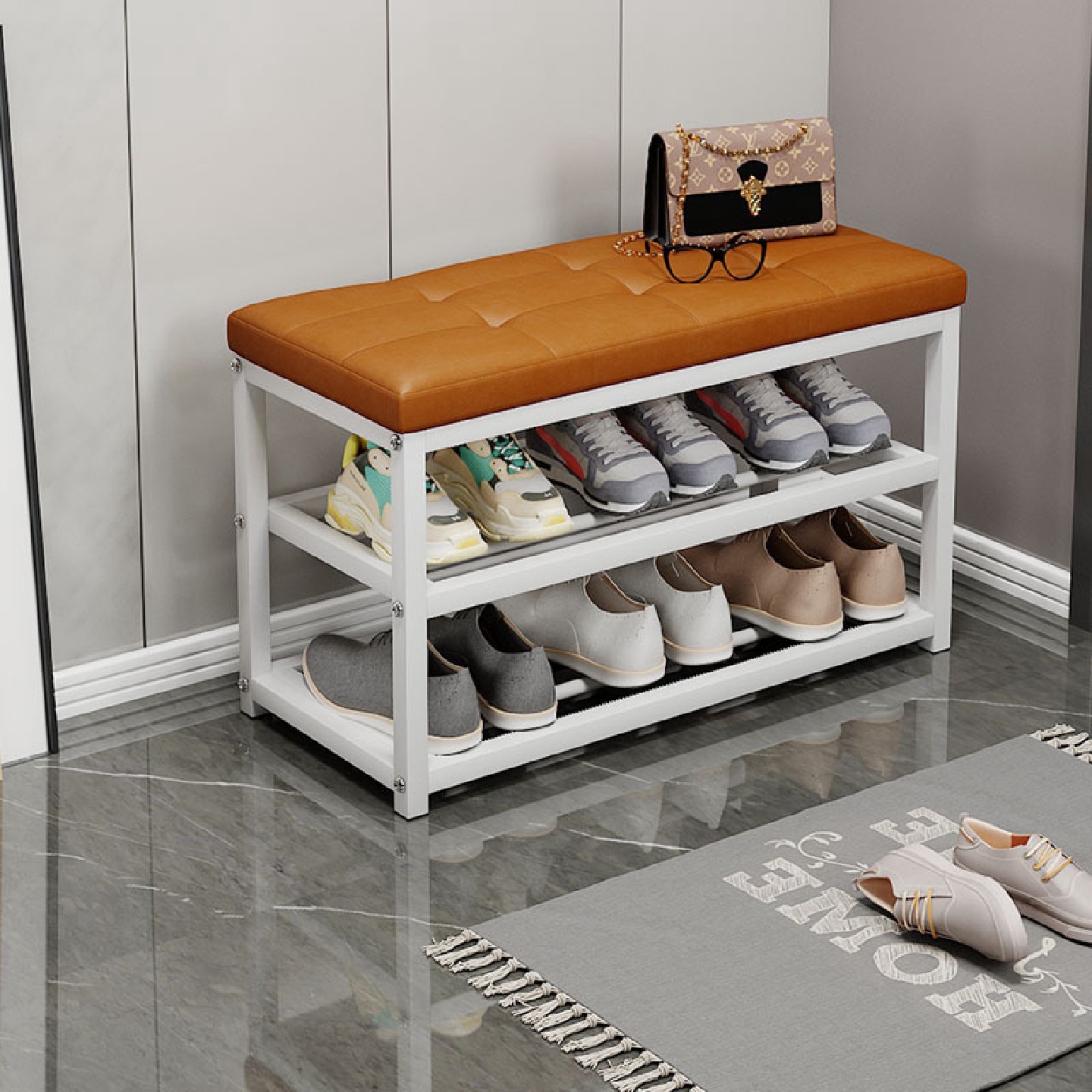 #北欧家用门口进门穿鞋凳鞋架凳子多层换鞋凳储物凳鞋柜可坐沙发