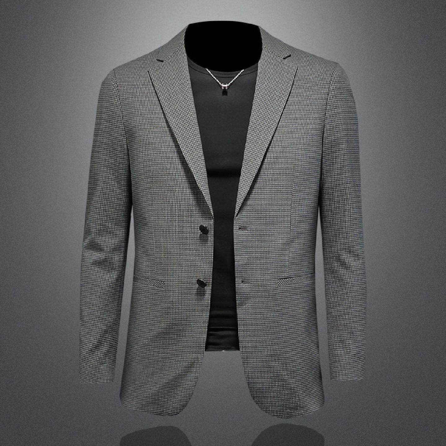 2026欧洲站休闲西装外套男士春季新款韩版修身单件两粒扣西服轻奢