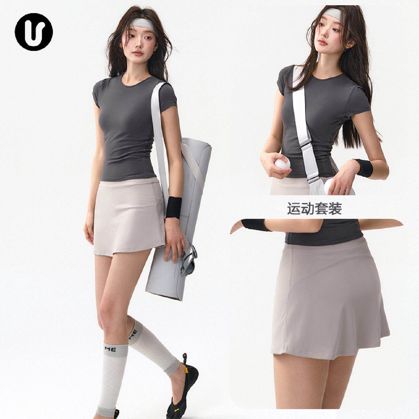 运动短裙女速干瑜伽半身裙普拉提羽毛球网球跑步健身服上衣套装裤
