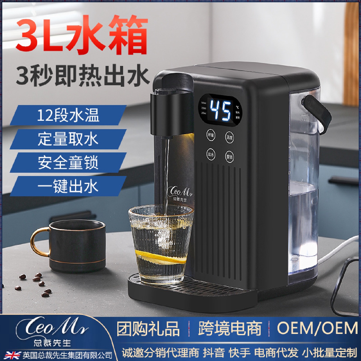 3L即热式饮水机家用办公室桌面台式饮水机小型速热直饮机烧水壶