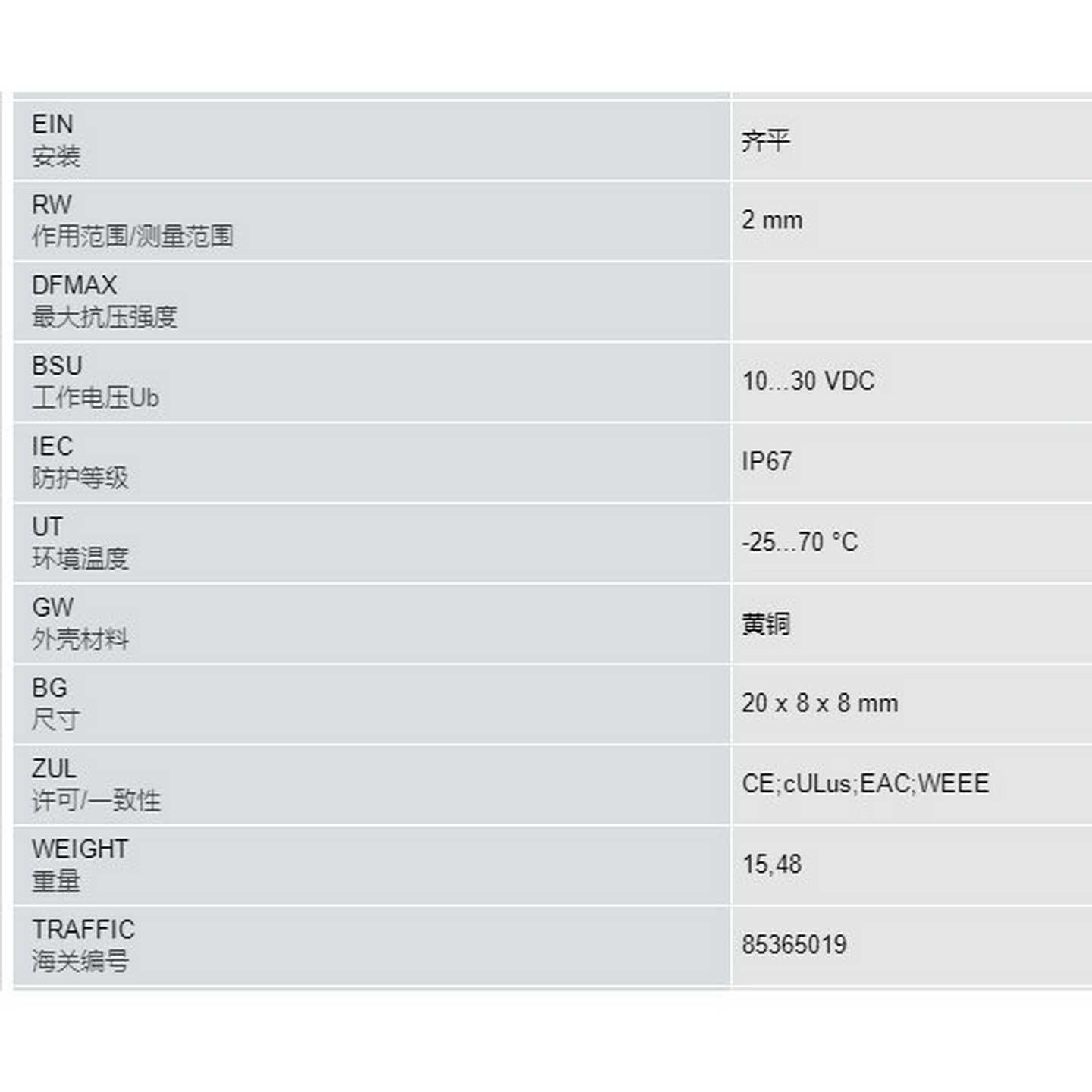 Pf品牌NBB2-8GM40-A0-V1型号电感式传感器元X件