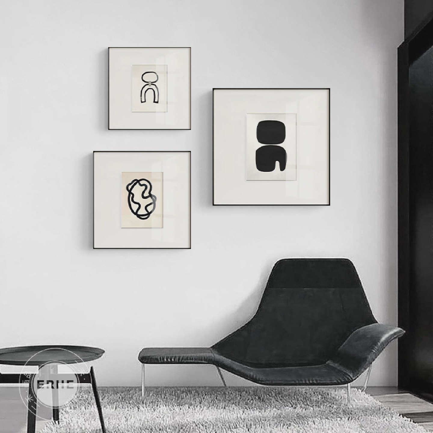 理性现代简约抽象线条画客厅Normcore高档装饰画餐厅黑白壁龛挂画