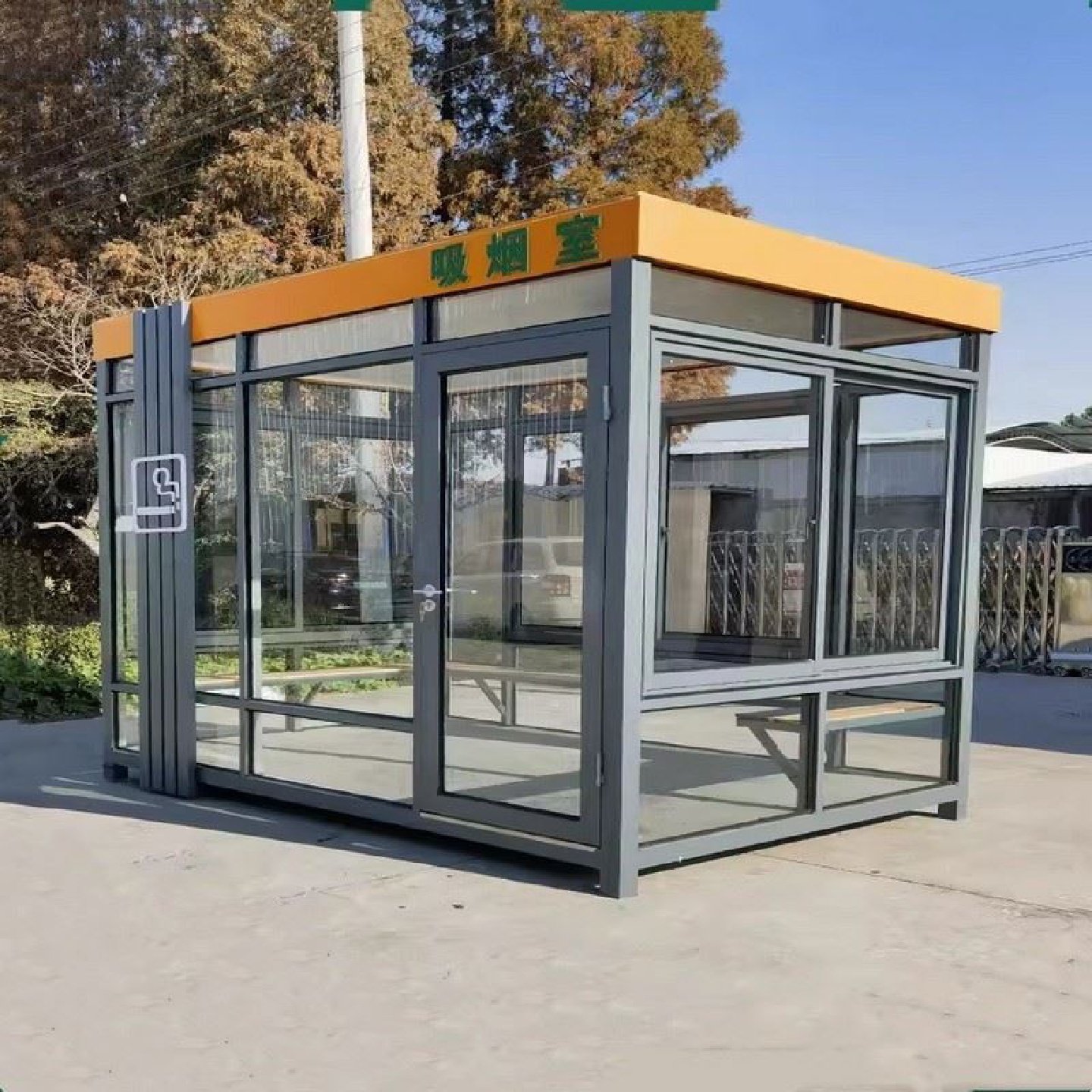 成品保安岗亭户外门卫值班室移动岗亭真石漆钢结构岗亭不锈钢岗亭