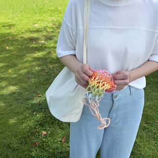 繁花包包挂件水杯奶茶罩毛线钩织手工diy材料包网兜杯套外出便携