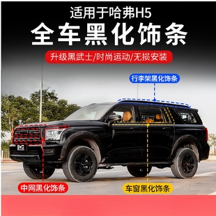 新哈弗h5改装 适用于23款 黑武士前脸中网车标车窗饰条整车黑化套件