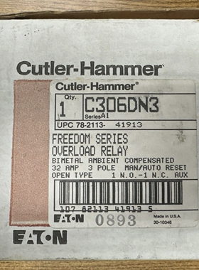 CUTLER-HAMMERC306DN3BOVERLOADRELAY3P32A1NO/1NCWITHH2