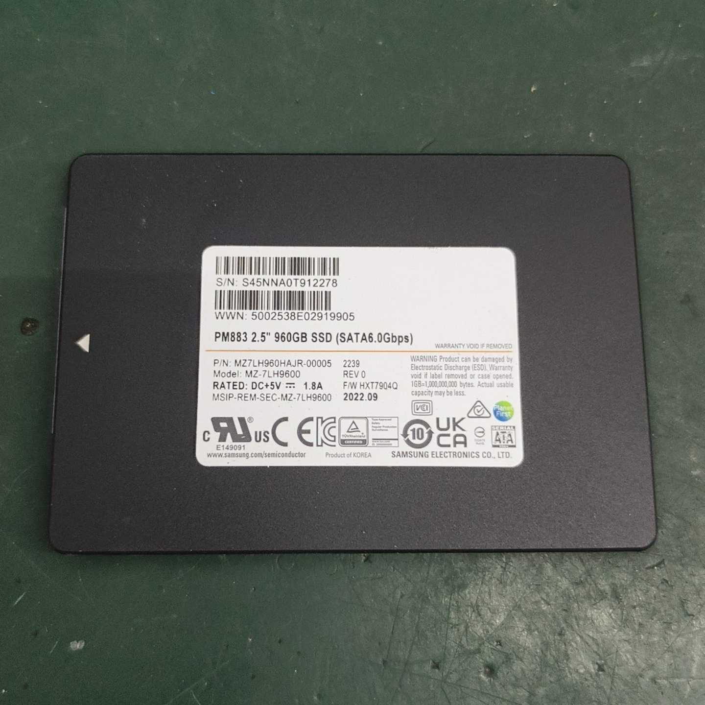 询价~三星PM883 960G 2.5 SATA企业级伺服器固态硬