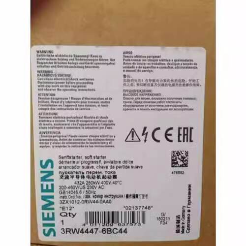 议价3RW4 447-6BC44西门子软啓动器3RW4447-6BC44 3RW44476BC44现