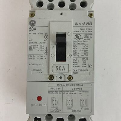 GE FCS36TE050R RECORD PLUS CIRCUIT BREAKER 50AMP 500VDC 600Y