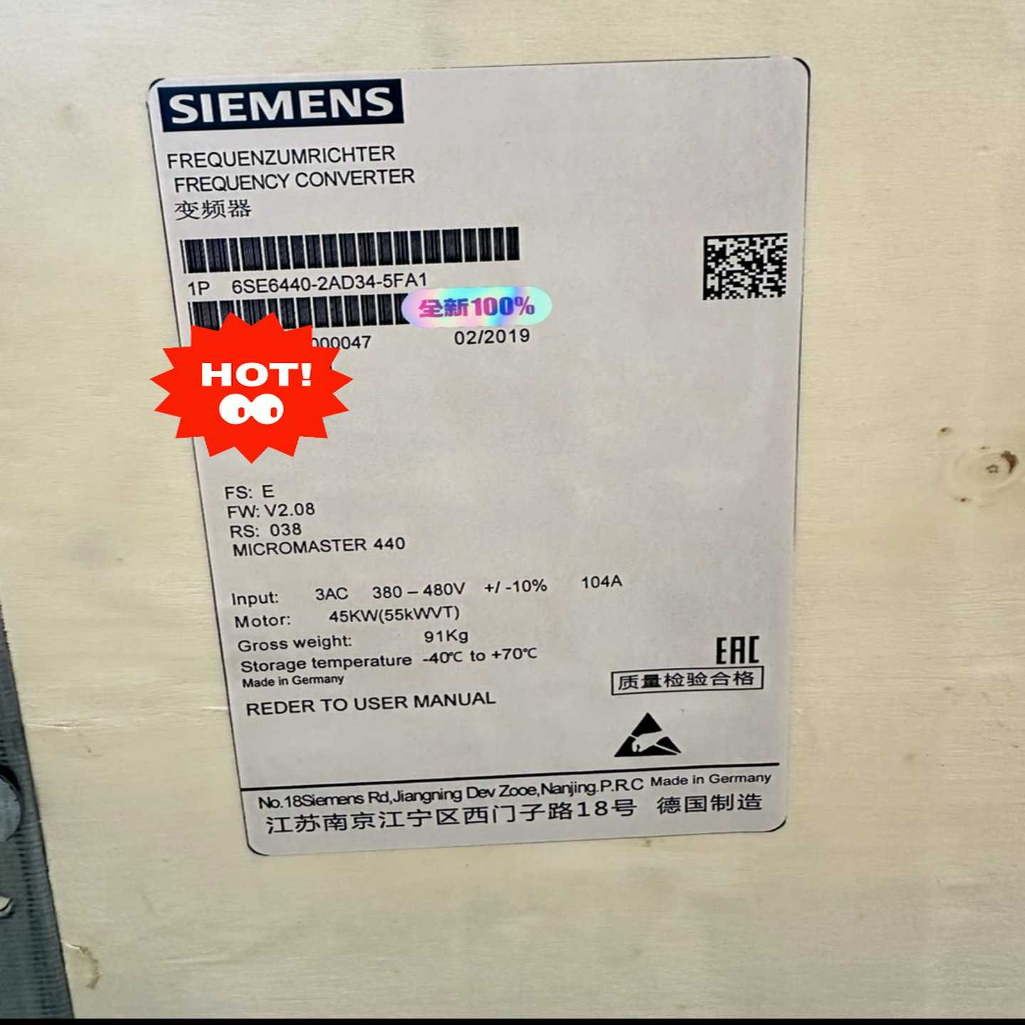 6SE6440-2AD34-5FA1--议价商品
