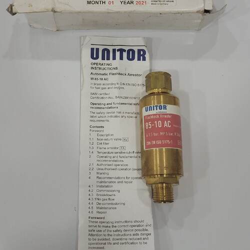 UNITOR Wilhelmsen FLASHBACK ARRESTOR 8510 AC FOR GAS CENTRAL