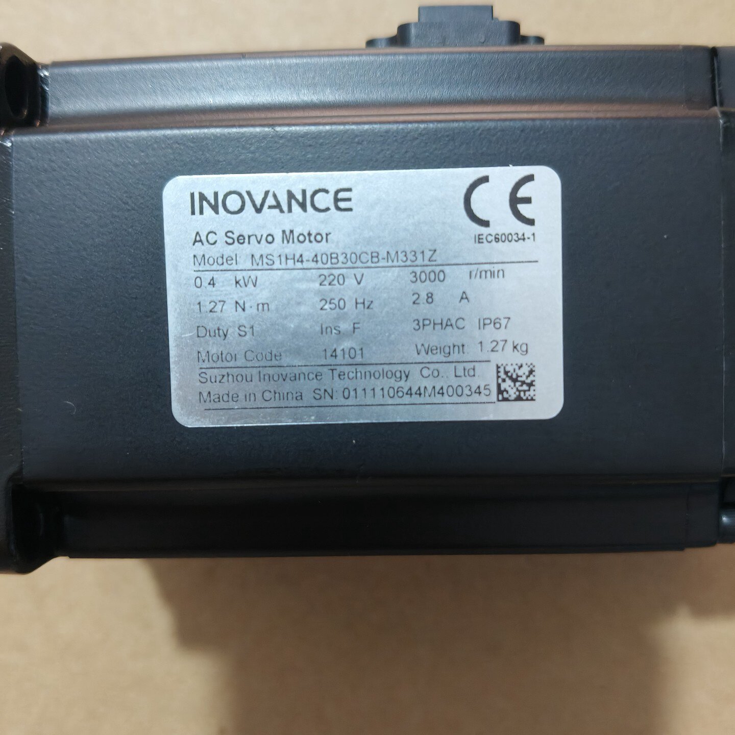 汇川I伺服电机400W，型号MS1H4-40B30CB-M3--议价商品