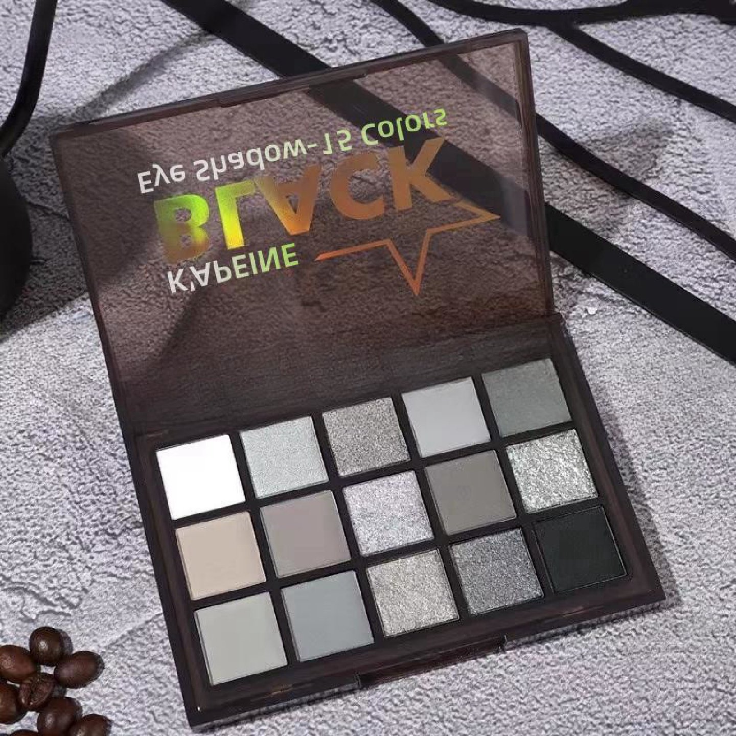 KAPEINE15色暗夜骑士眼影盘烟熏妆暗黑色灰色深色系水泥盘欧美妆