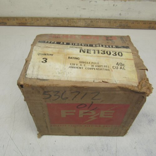 CASE OF 3QTY FPE FEDERAL PACIFIC CIRCUIT BREAKER 1POLE 30AMP