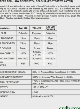 TAL J29A Heat Transfer tape loco 300Oe Greencorp 12.7mm  122