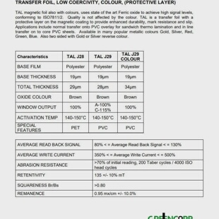 TAL J29A Heat Transfer tape loco 300Oe Greencorp 12.7mm 122