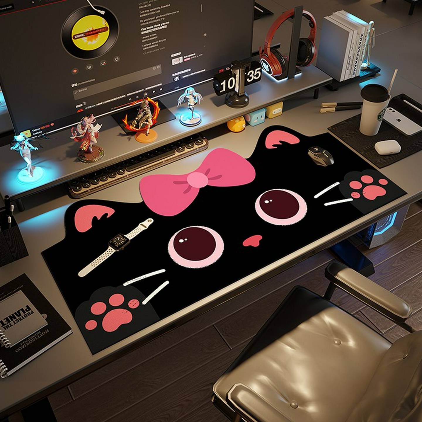 不规则鼠标垫，超大女生高眼办公电脑桌垫，大型工作站桌键盘垫