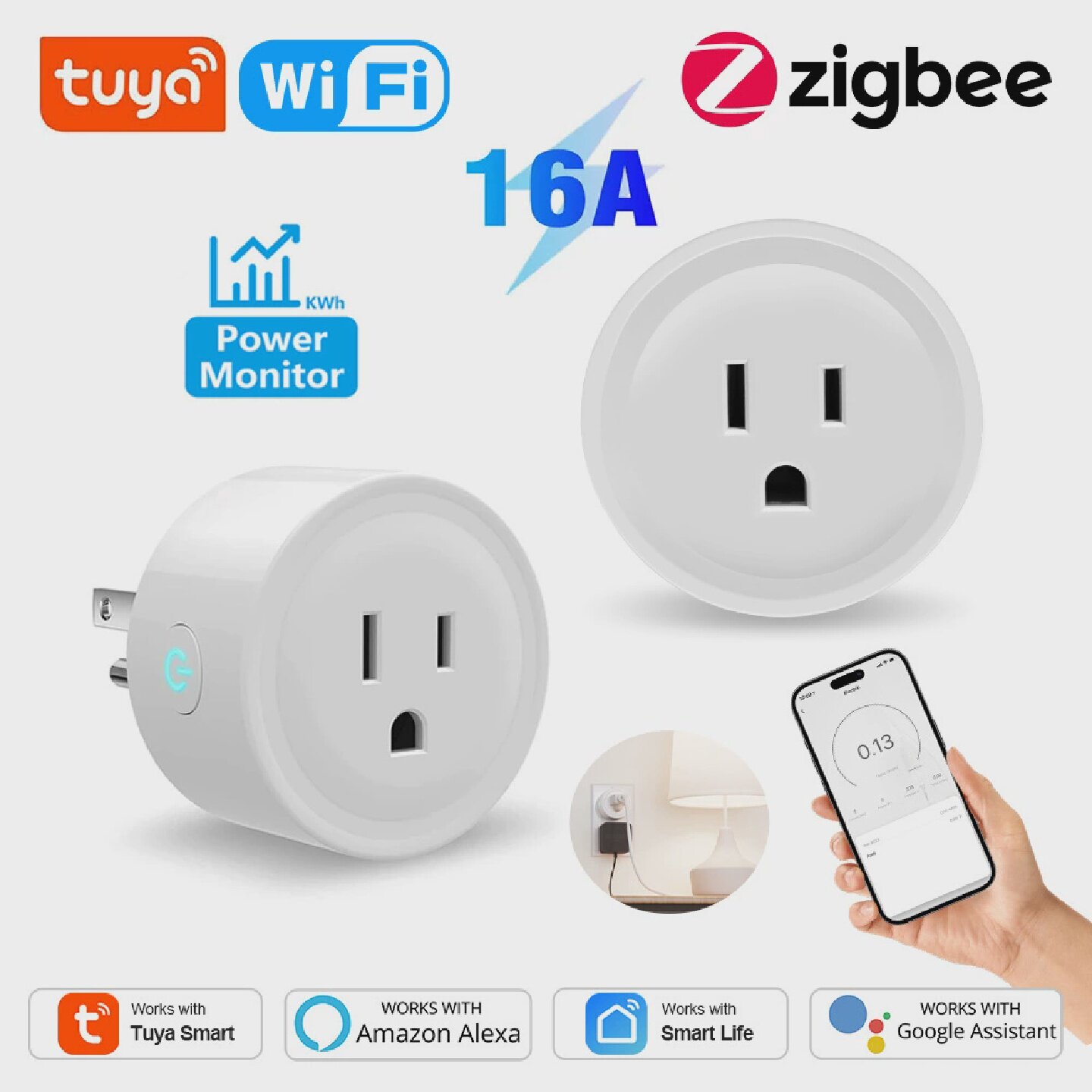 Tuya涂鸦智能插头WiFi美规美标Zigbee插座场景联动Alexa语音控制