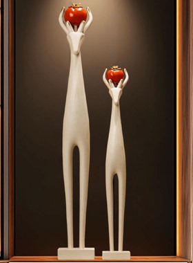 艺术鹿大摆件新中式家居玄关装饰细长电视柜高级摆饰