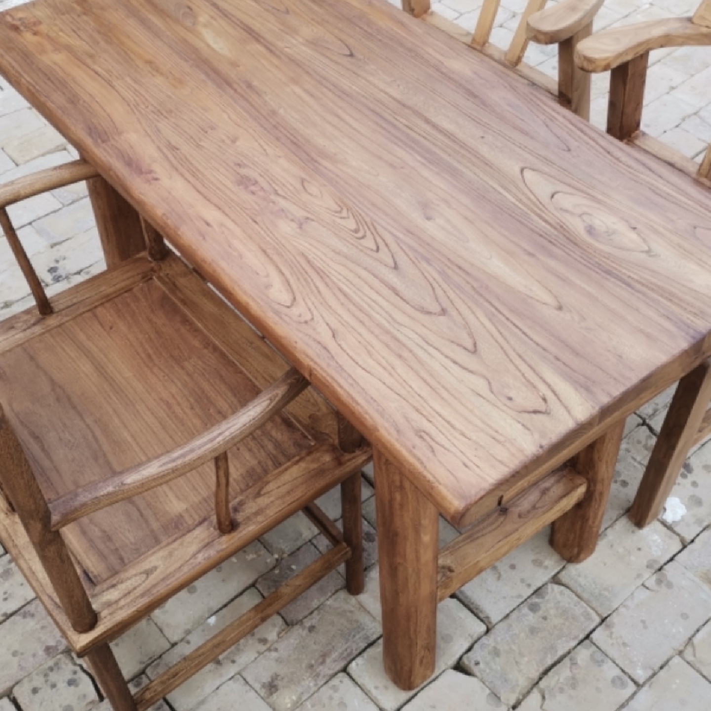 A10L老榆木板喝茶桌子新中式家用餐桌茶几实木书房客厅电脑桌面