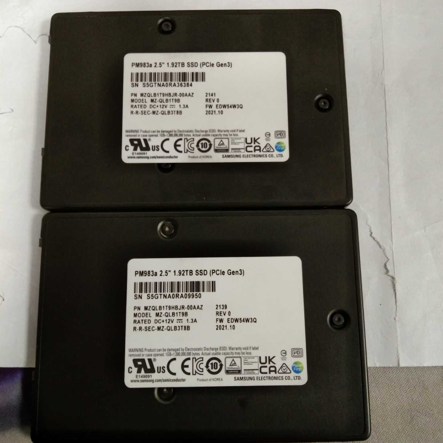 三星pm983a1.92TU.2PCIe2.5寸--议价商品