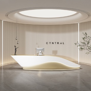 创意异形玻璃钢烤漆前台大型公司酒店大堂接待售楼部服务吧台定制