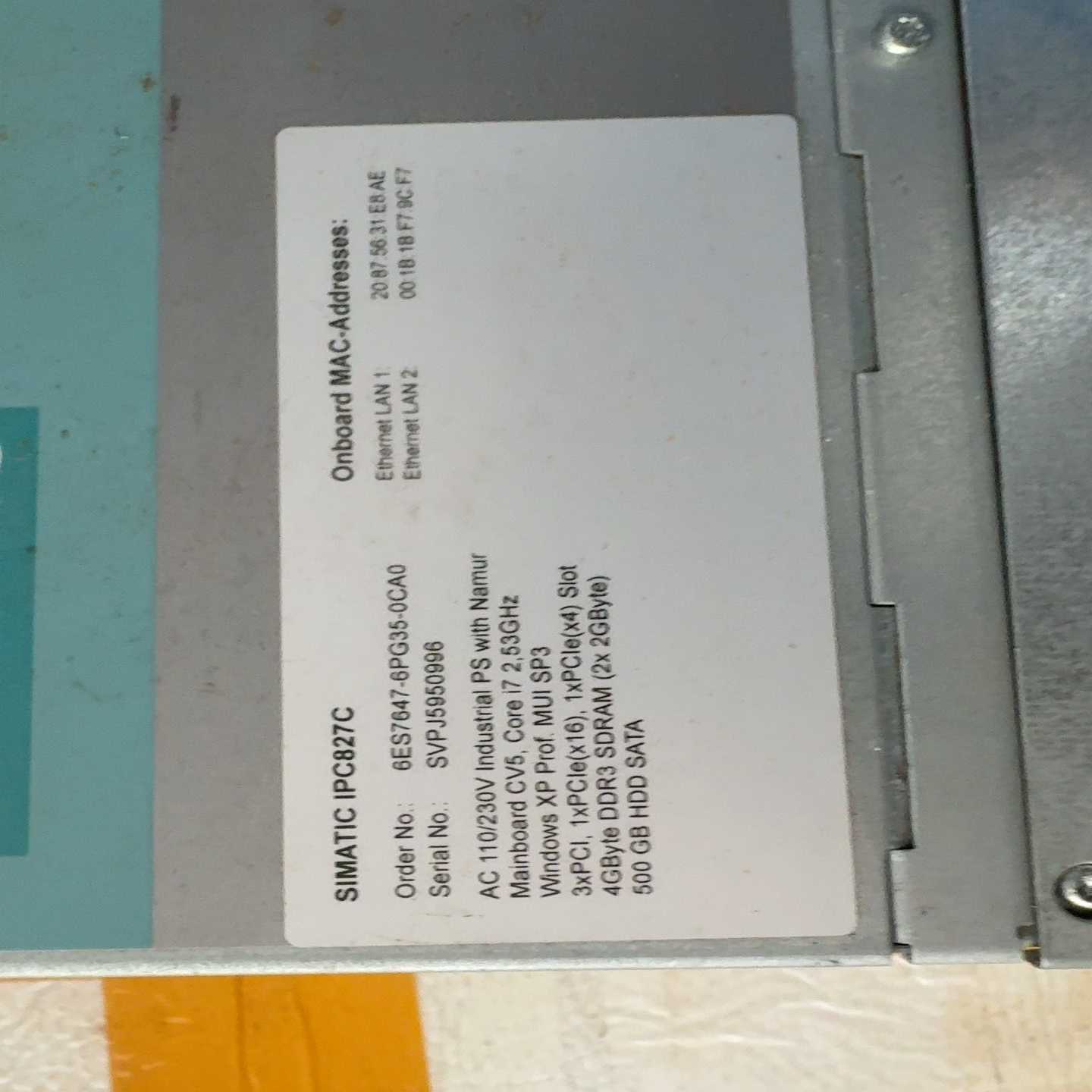 询价西门子工控机6ES7647-6PG35-0CA0，缺电源硬盘