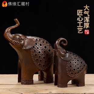 佛缘汇铜香炉创意大象熏香炉家用室内檀香供佛摆件仿古盘香炉