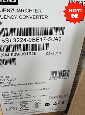 西门子变频器6SL32240BE175UA0拍前询价