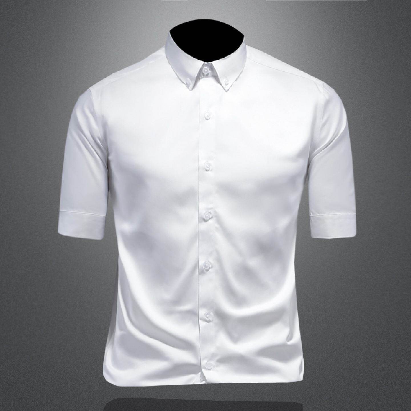 欧洲站衬衣男装夏季新款韩版潮流高级感免烫商务休闲冰丝衬衫长袖