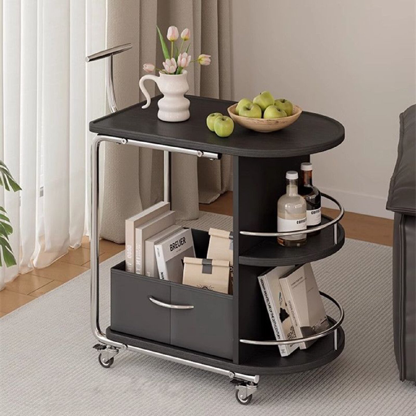 创意沙发边几侧边柜家用客厅简约现代可移动茶几推车小桌子置物架