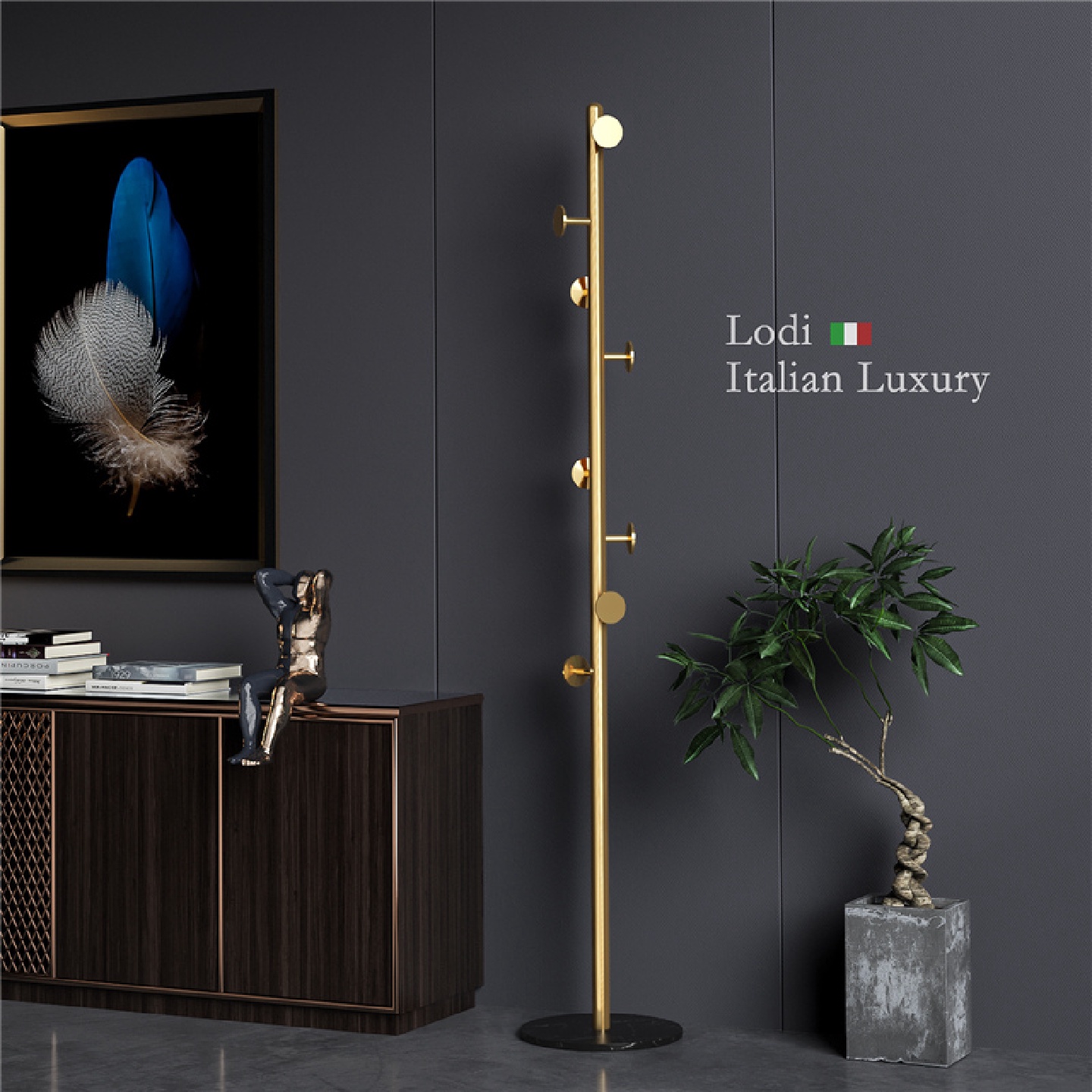 W8意式衣架落地卧室门口挂衣架家用玄关衣服挂架立式进门衣帽架轻