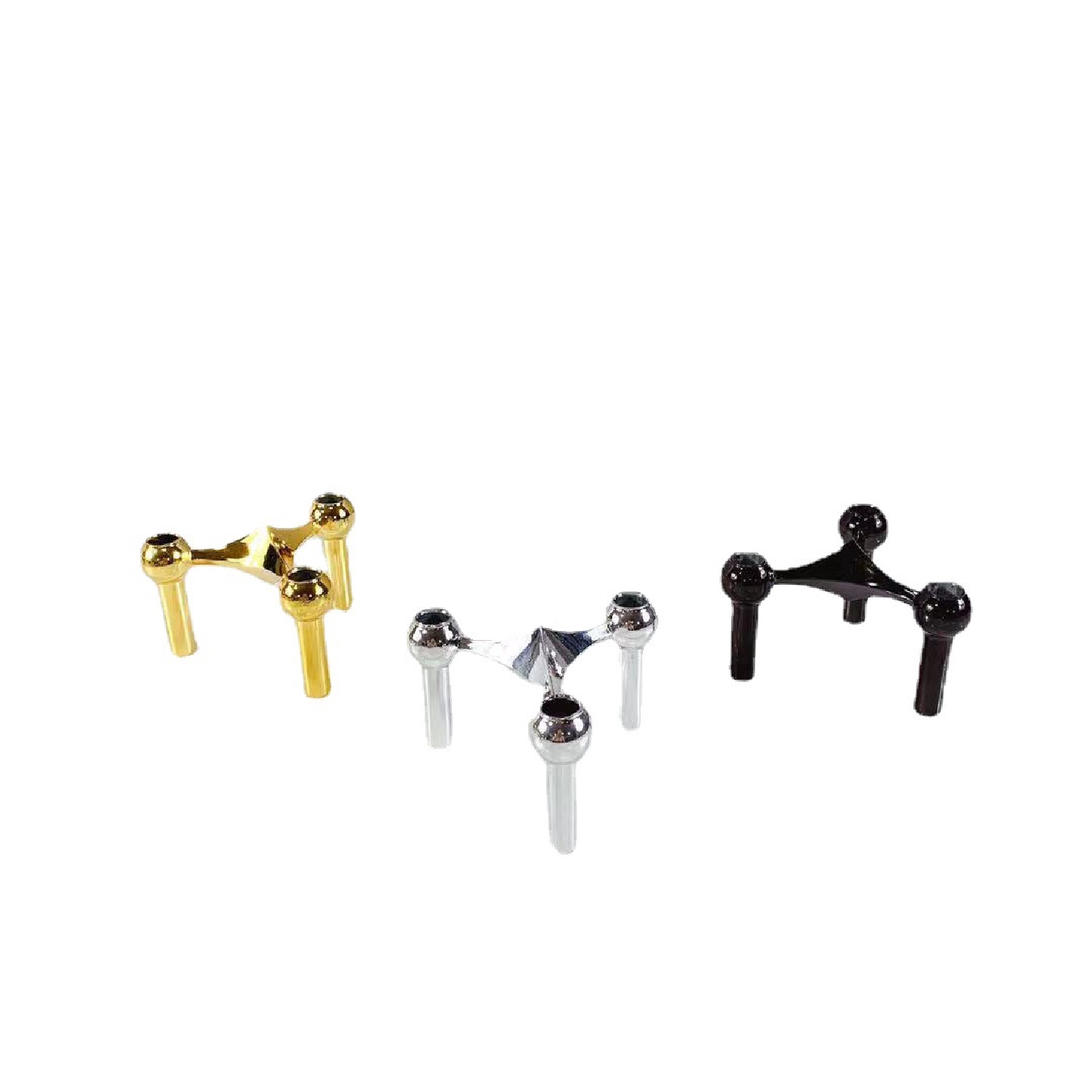 复古摆件创意分子结构金属组合设计师样板间简约拼接烛台