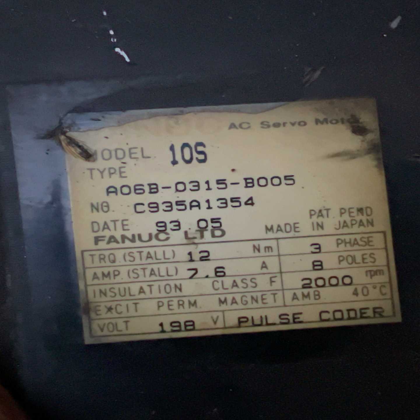 FANUC伺服电机，型号10S，A06B-0315-B005--议价商品