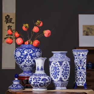 饰摆设桌面摆件陶瓷花瓶 陶瓷青花瓷花瓶摆件家居客厅插花电视柜装