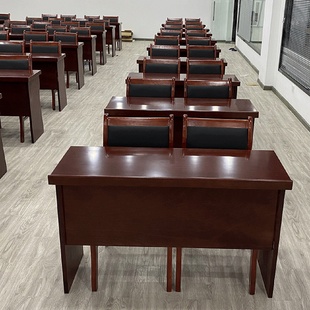 实木会议桌1.2米长条桌办公培训桌油漆条形桌双人会议室桌椅组合