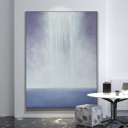 油画手绘《飞瀑》客厅抽象装饰画玄关过道挂画竖版现代简约手工画