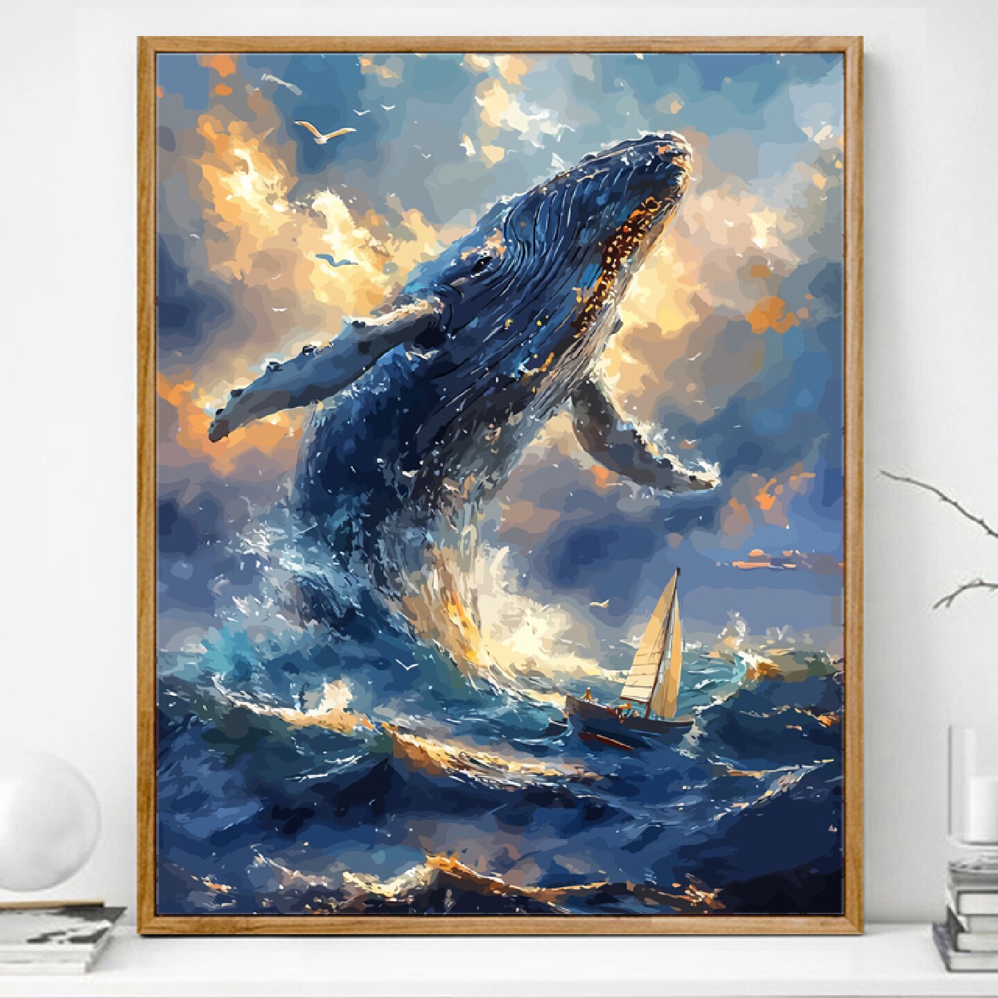 海上鲸鱼数字油画diy填充画画填色油彩画2024新款手工涂色高级感