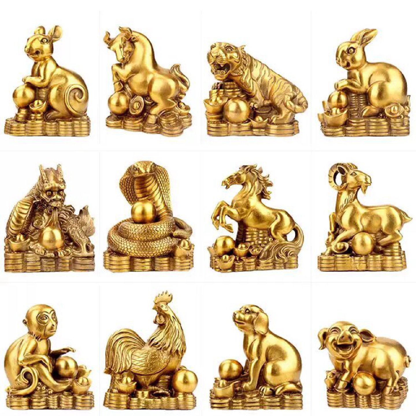 全铜十二生肖摆件属鼠牛虎兔龙蛇马羊猴鸡狗猪工艺品12生肖全套