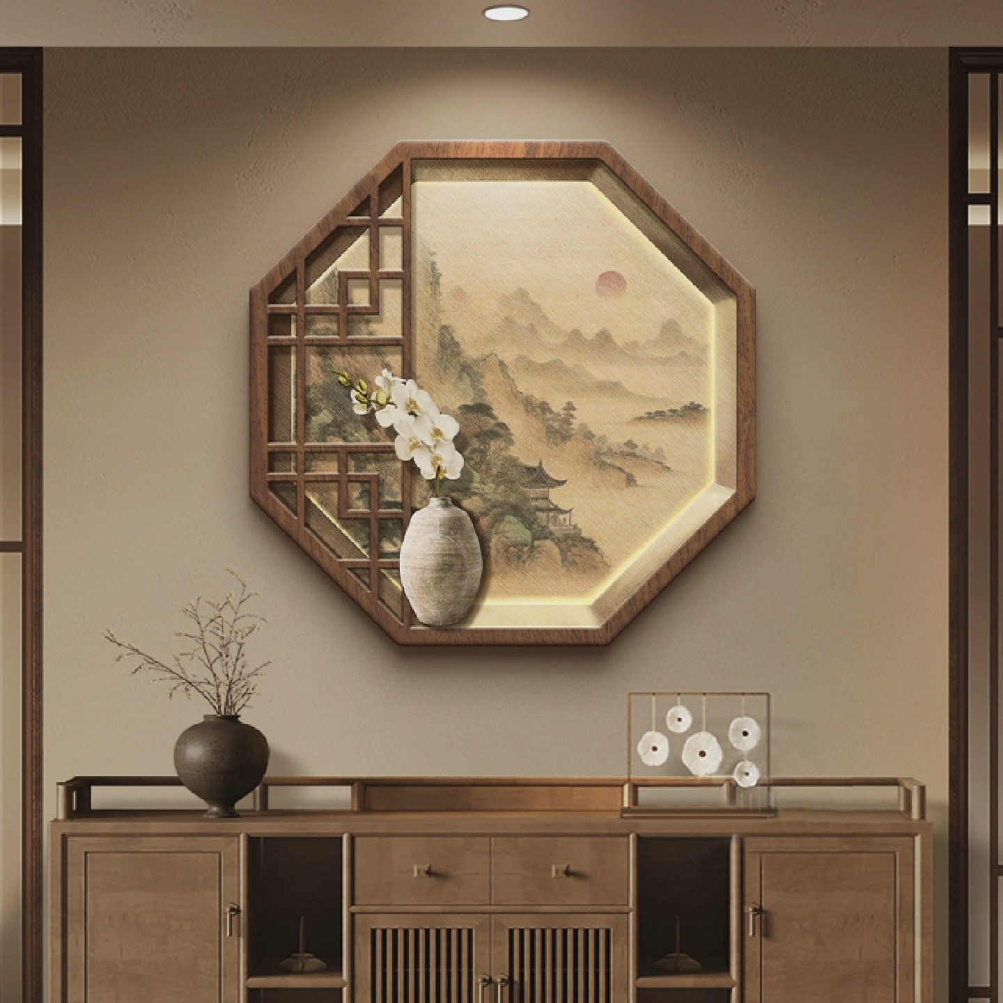 宋代美学入户玄关装饰画新中式禅意古韵客厅茶室挂画走廊过道壁画