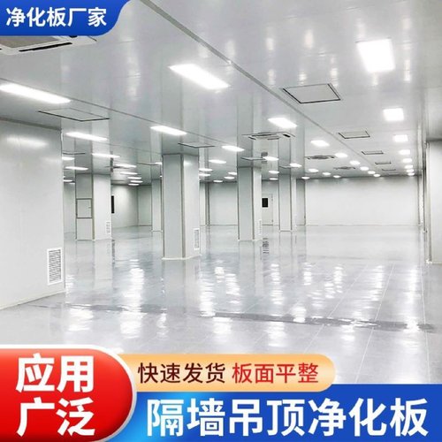 墙机制烘道岩棉净化板防火阻燃夹芯隔热优质双面保温夹心彩钢板隔